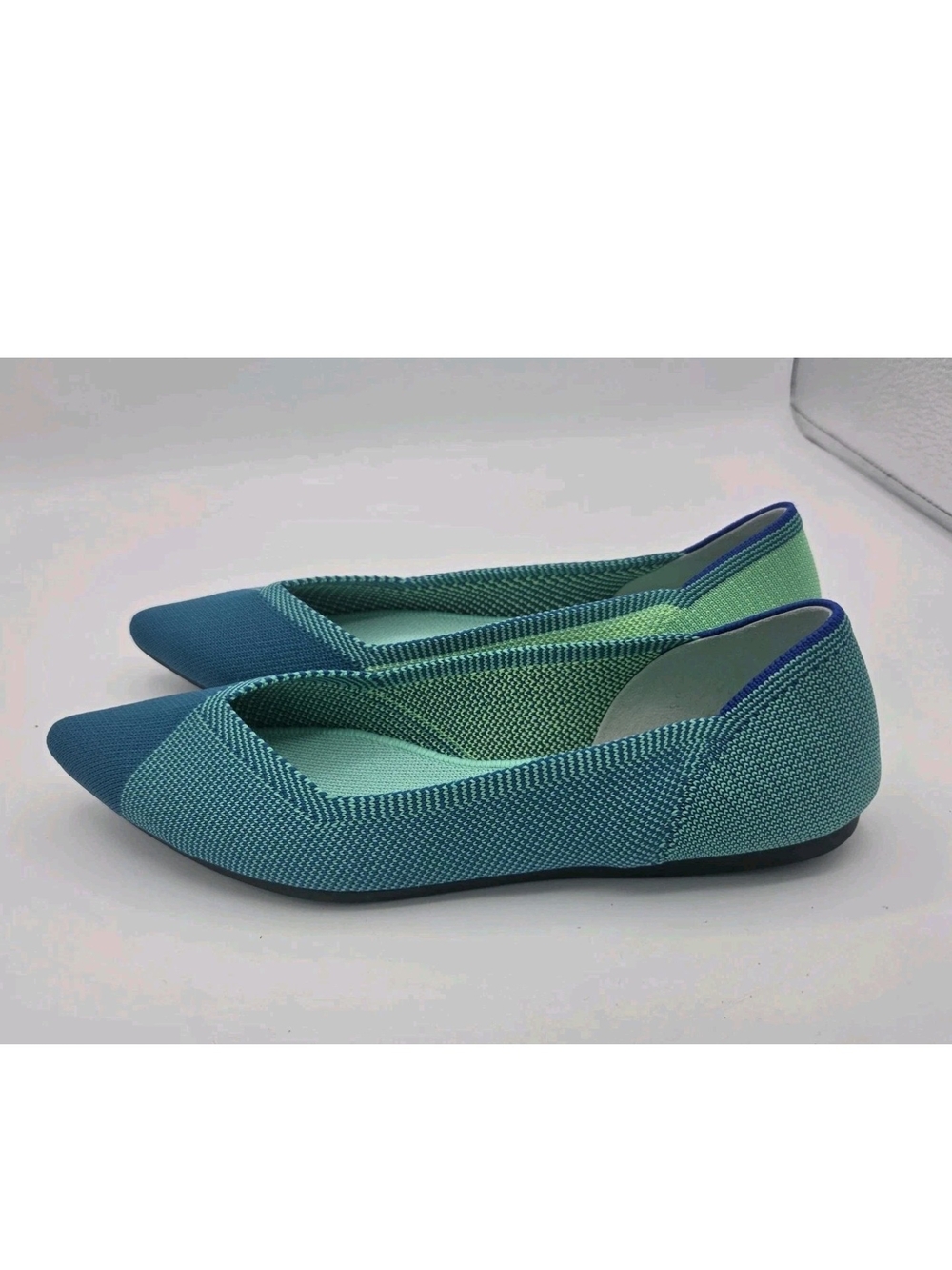 Rothy’s The Point Calypso Blue Jade Knit Flats Size 8.5 Retired Limited Edition - Picture 3 of 14